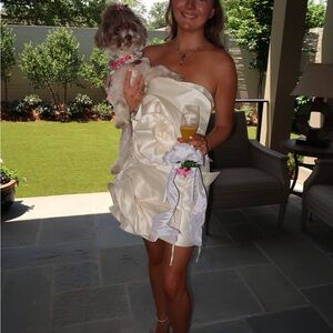 Elegant Cream Strapless Mini Dress